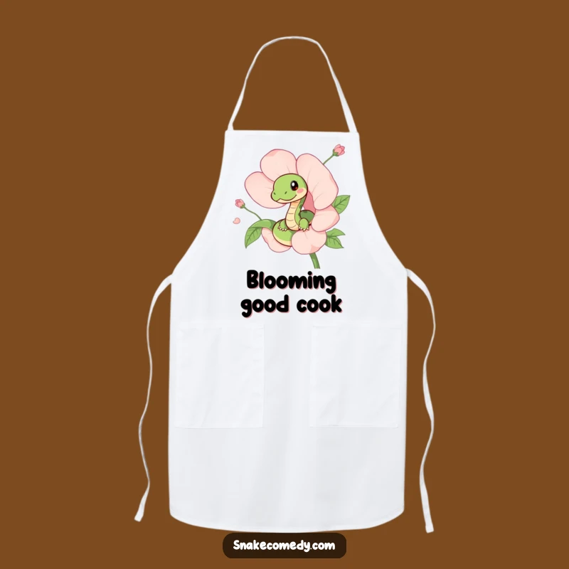 Funny Snake Flower Apron - Playful Peeking Serpent Kitchen Wear, Gift