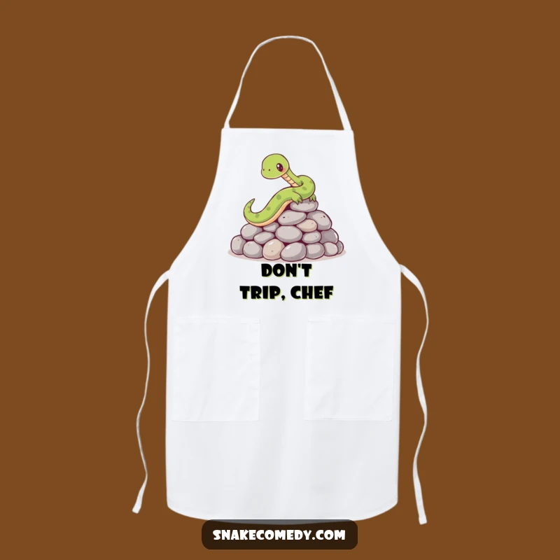 Funny Snake Chef Apron: Comical Stone-Slipping Character for a Humorous Kitchen