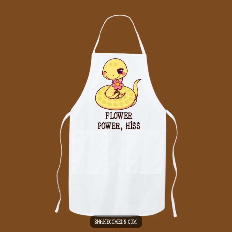 Funny Snake's Flower Offering Apron: Cook Up Laughs in the Kitchen