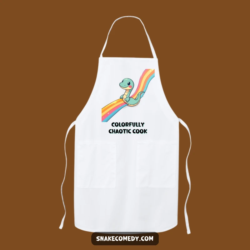 Funny Snake Rainbow Ribbon Apron: Kitchen Fun for the Vibrant Cook