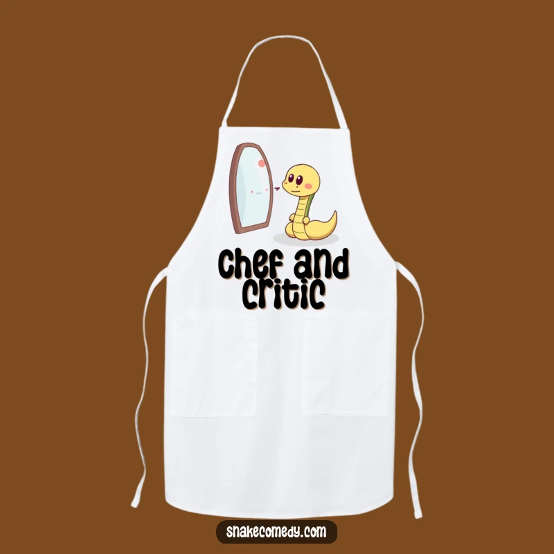 Cook up some fun while contemplating your own amazingness in this funny apron, showcasing a snake chasing its reflection. Stay clean and amused.