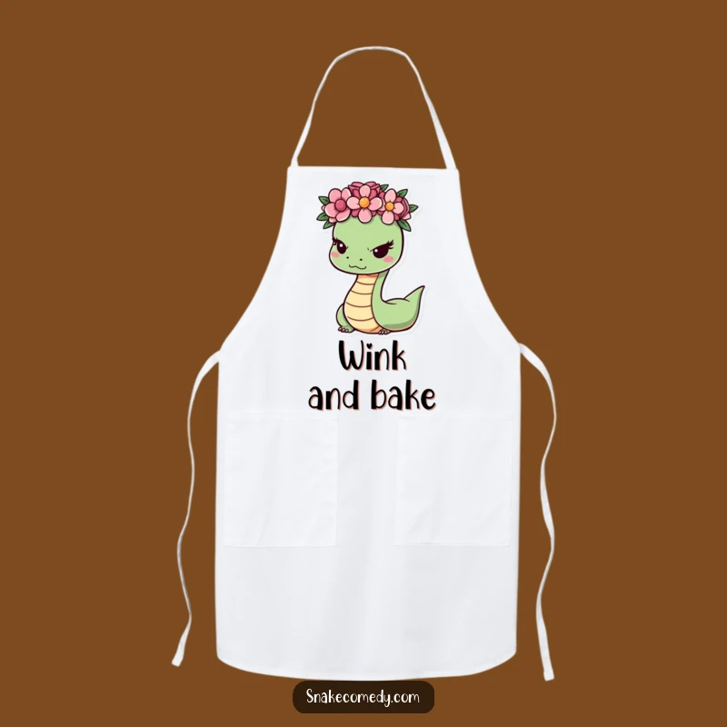 Funny Snake Wink Apron: Playful Kitchen Wear with Flower Crown Flair
