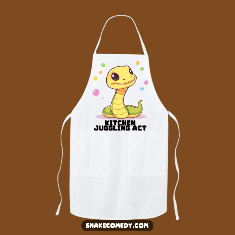 Funny Snake Juggling Apron: Chef Serpent's Orb Tricks, Kitchen Funny Gift