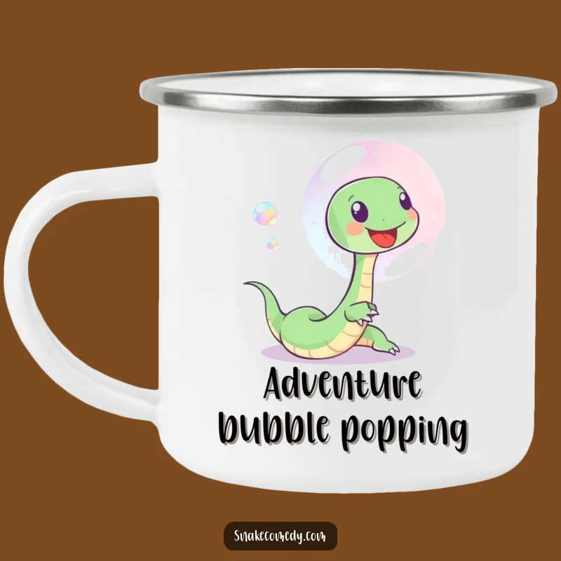 Funny Bubble Snake Camping Mug - Sturdy Serpent Chasing Enamel Cup, Gift