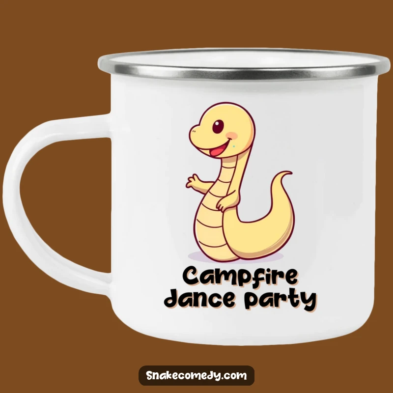 Funny Wobbly Dance Snake Camping Mug - Happy Serpent Enamel Cup, Gift