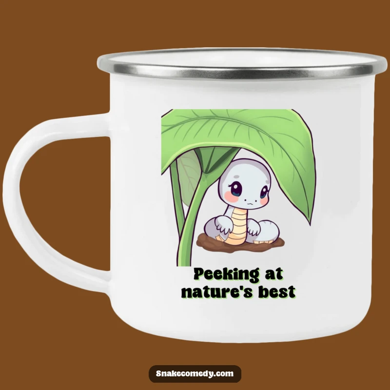 Curious Snake Camping Mug: Funny Peek-a-Boo Outdoor Adventure Gift