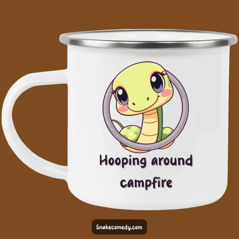 Funny Kawaii Snake Hoop Camping Mug, Durable Curious Design, Adventure Funny Gift