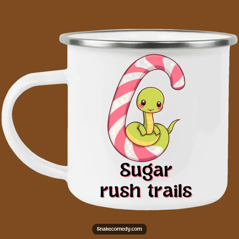 Funny Snake Candy Cane Camping Mug: Adventure with Hilarious Holiday Spirit