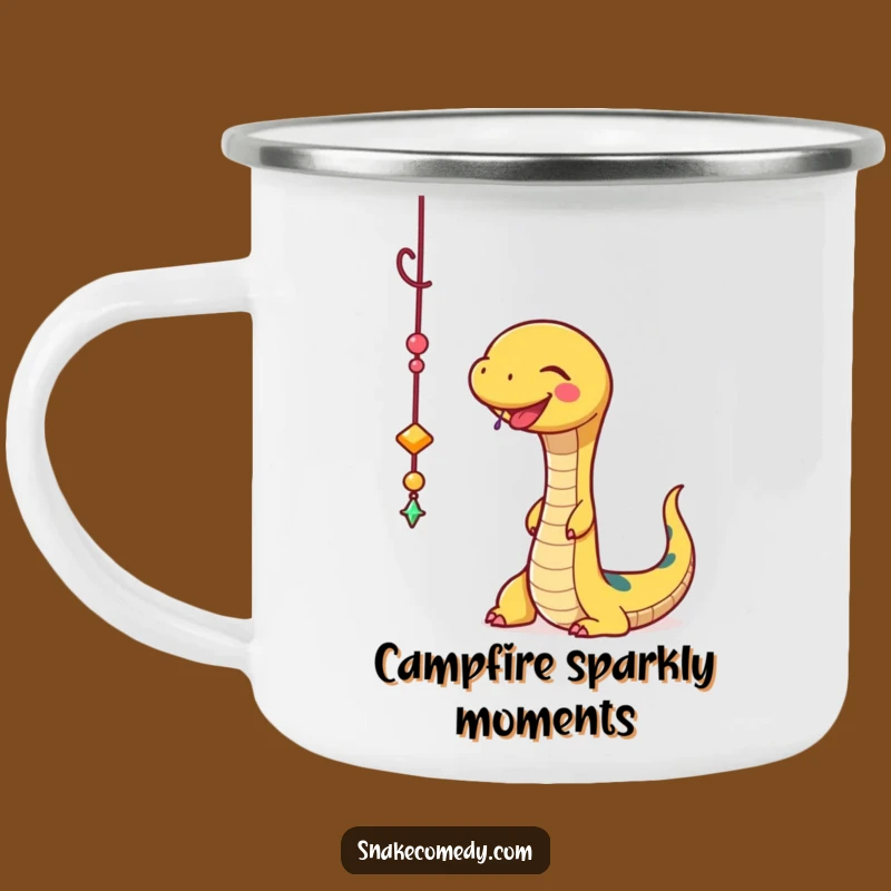 Funny Snake Charm Batting Camping Mug: Adventure Fuel with Sparkle