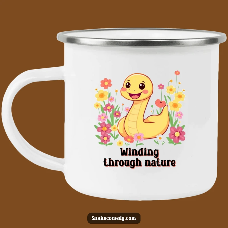 Funny Snake Flower Field Camping Mug - Adventure Ready & Vibrantly Fun!