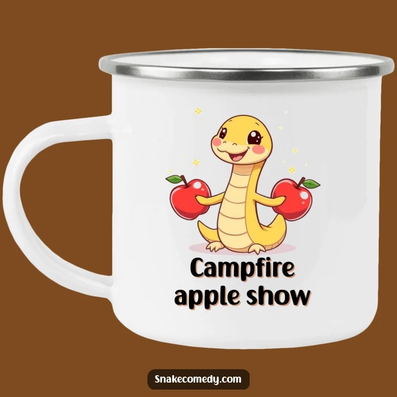 Funny Snake Juggling Apples Camping Mug - Outdoor Cartoon Cup Gift