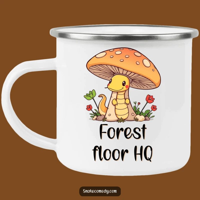 Funny Snake Mushroom Camping Mug: Mischief Reptile Enamel Cup, Great Funny Gift
