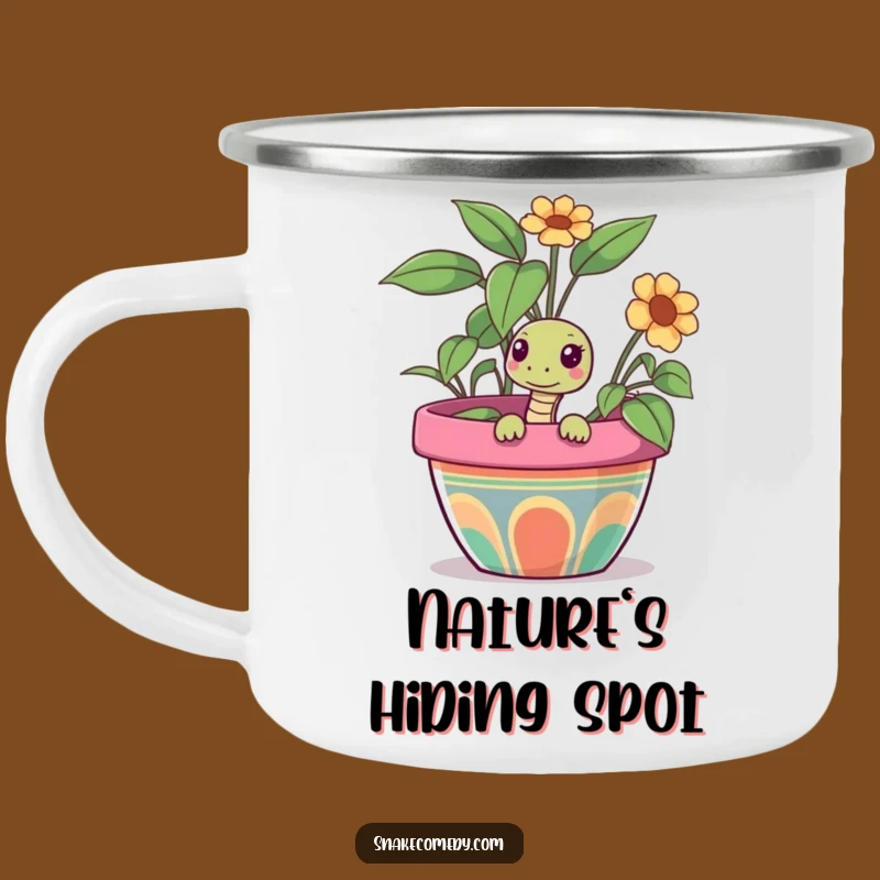 Funny Snake Pot Camping Mug: Curious Garden Fun Outdoors