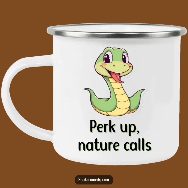 Funny Snake Wiggle Camping Mug: Playful Reptile Tongue Out Adventure Mug