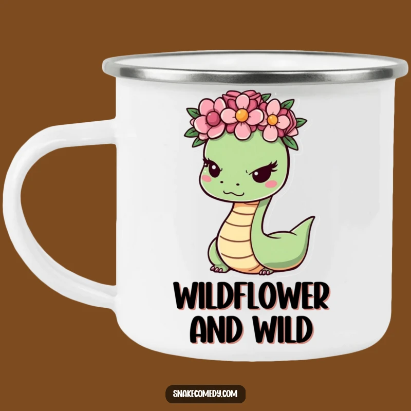 Funny Snake Wink Camping Mug: Adventure & Playful Flower Crown Sip