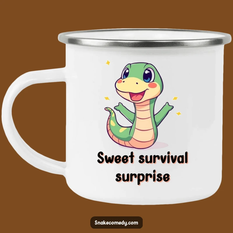 Funny Surprised Snake Sweet Pop Camping Mug: Outdoor Reactions and Hilarious Gift