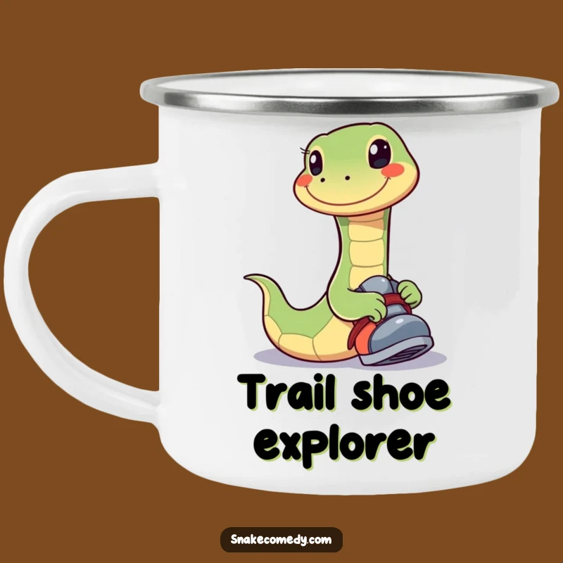 Funny Happy Snake Camping Mug: Playful Shoe Drinkware, Great Funny Gift