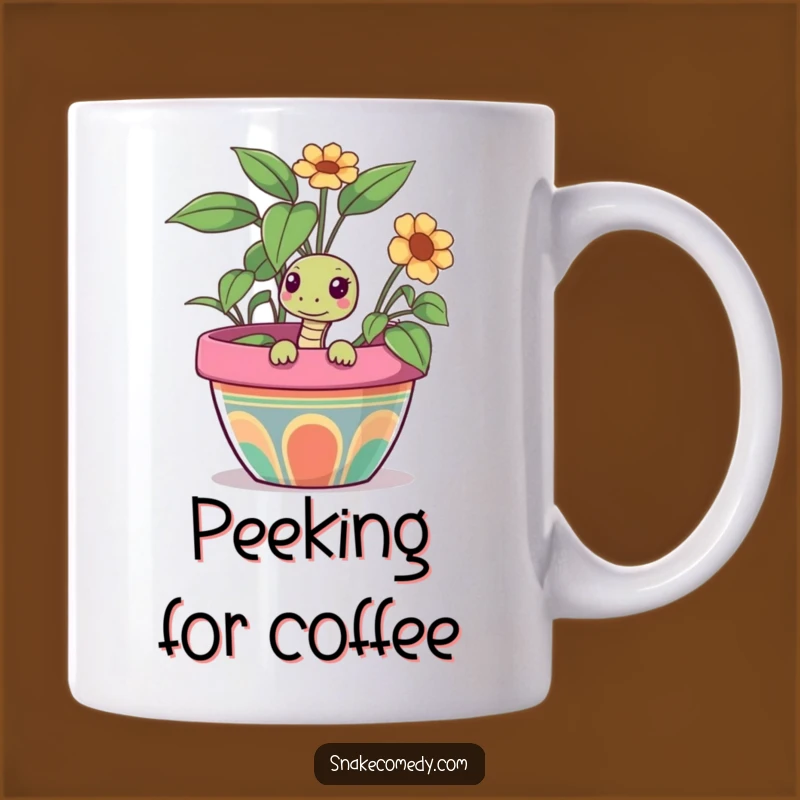 Funny Snake Flower Pot Mug: Peek-a-Boo Curiosity for Your Morning Brew