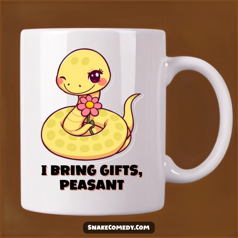 Funny Snake's Flower Offering Mug: A Quirky and Adorable Gift for Snake Lovers
