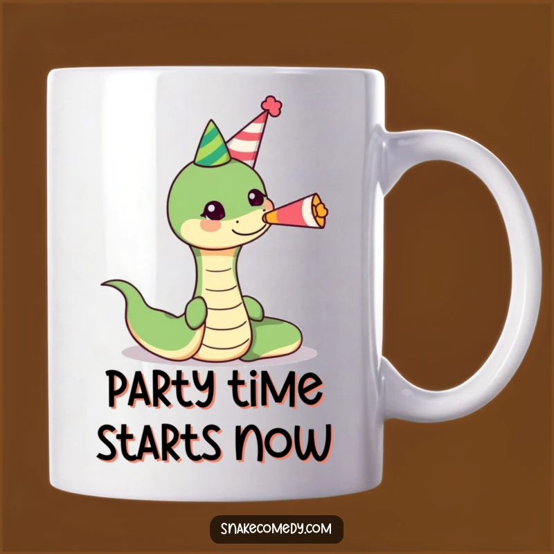 Funny Snake Birthday Party Mug: Cheerful Serpent Horn Blower, Perfect Gift
