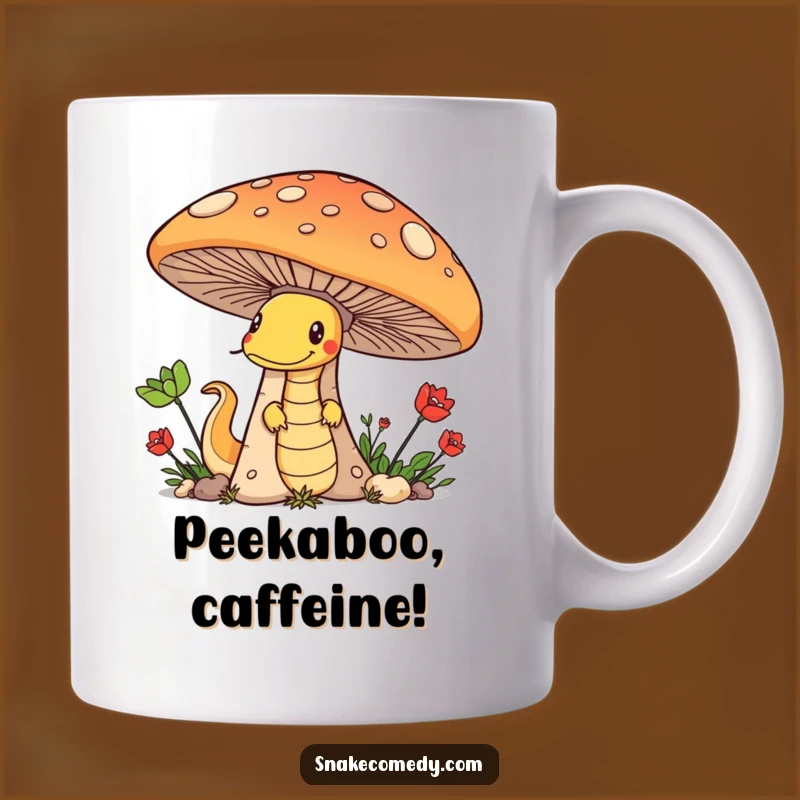 Funny Mushroom Snake Mug: Mischievous Reptile Peek, Perfect Gift for Snake Lovers
