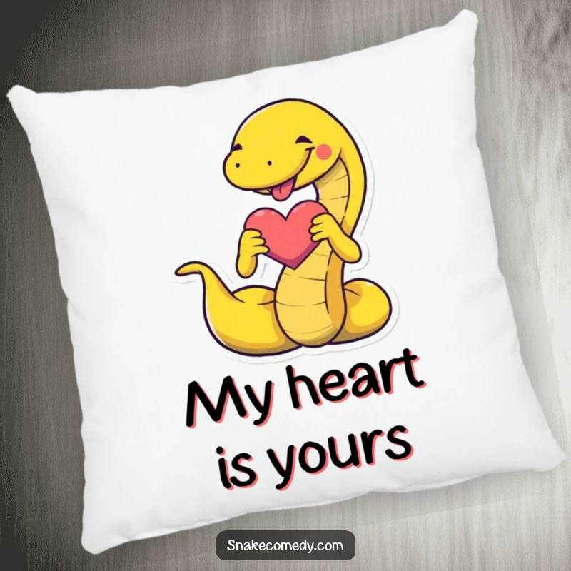 Funny snake pillow featuring a snake forming a heart shape with its body, offering soft, humorous comfort and a symbol of affection.