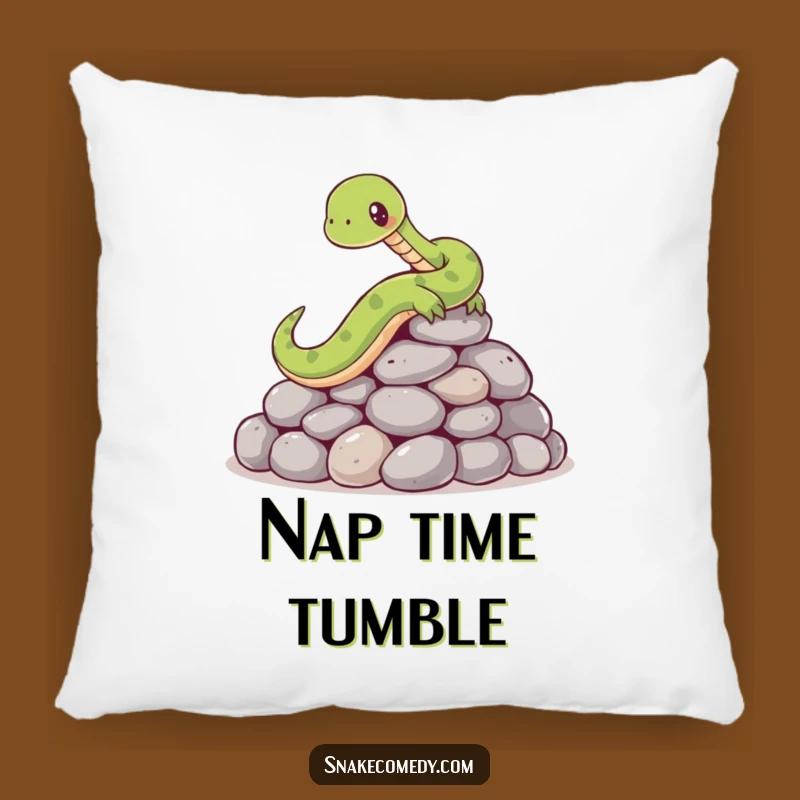 Funny Snake Pillow: Comical Stone-Slipping Character for a Hilarious Home Accent