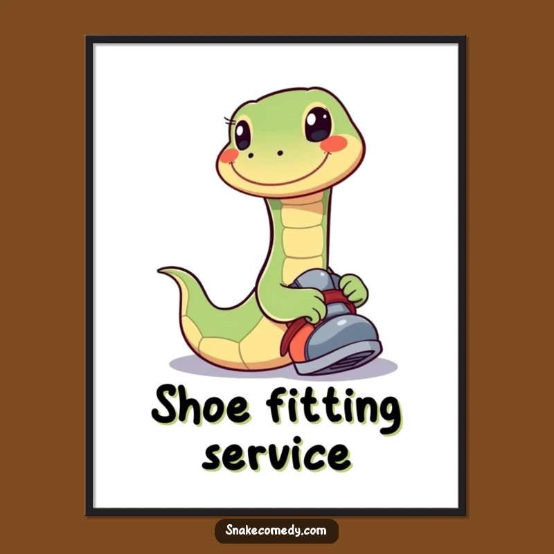 Funny Happy Snake Digital Art: Playful Shoe Print, Unique Funny Gift