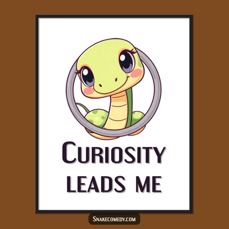 Funny Kawaii Snake Hoop Digital Print, Curious Eyes Art, Instant Funny Gift