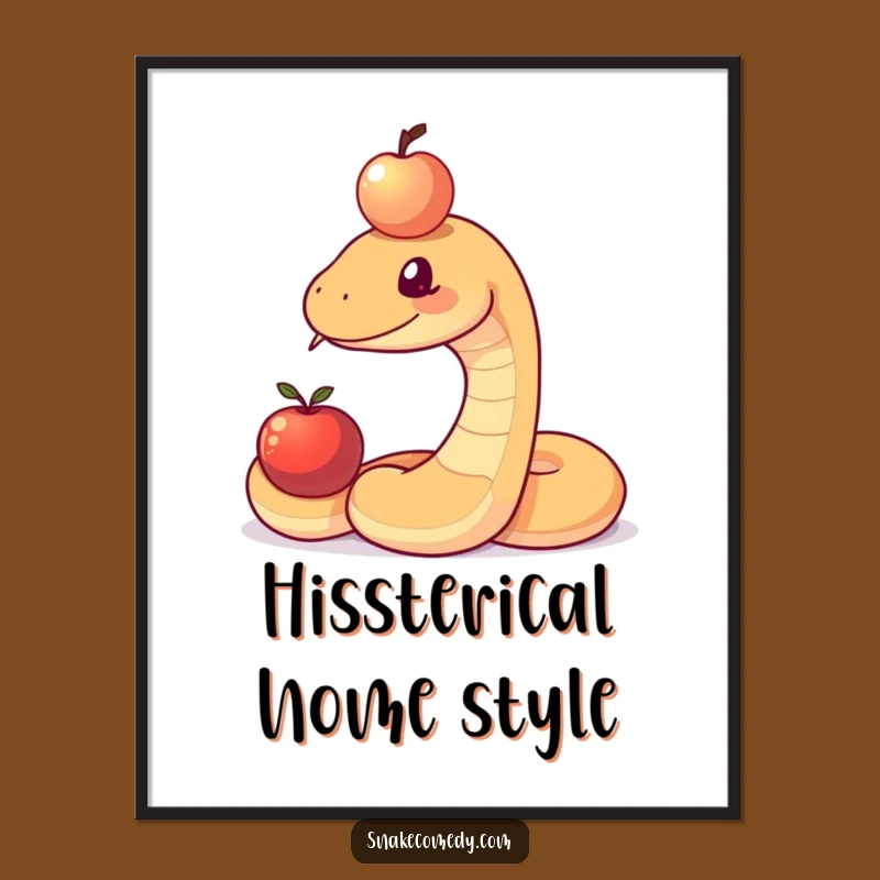 Funny Snake Balancing Apple Digital Art: Instant Humor for Your Walls