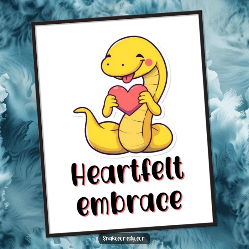 Funny snake digital art print of a snake forming a heart shape, bringing instant love and playful humor to any digital display.
