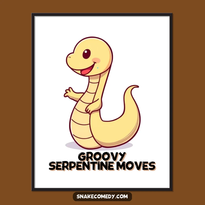 Funny Wobbly Dance Snake Digital Print - Happy Serpent Art, Gift