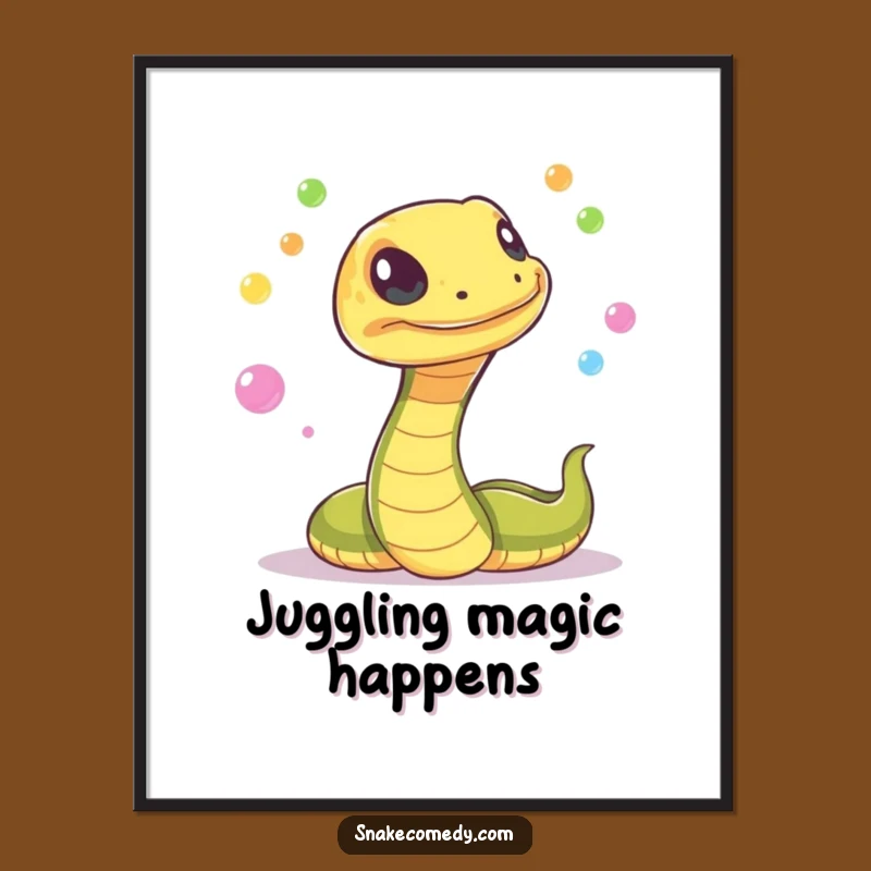 Funny Snake Juggling Digital Print: Instant Orb Art, Whimsical Funny Gift