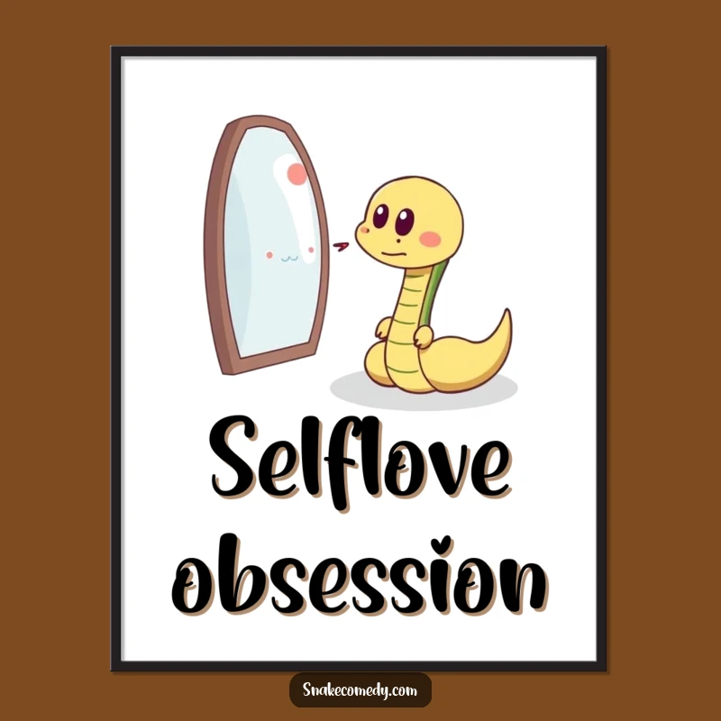 Funny Snake Reflection Digital Art - Amusing Cartoon Print Gift