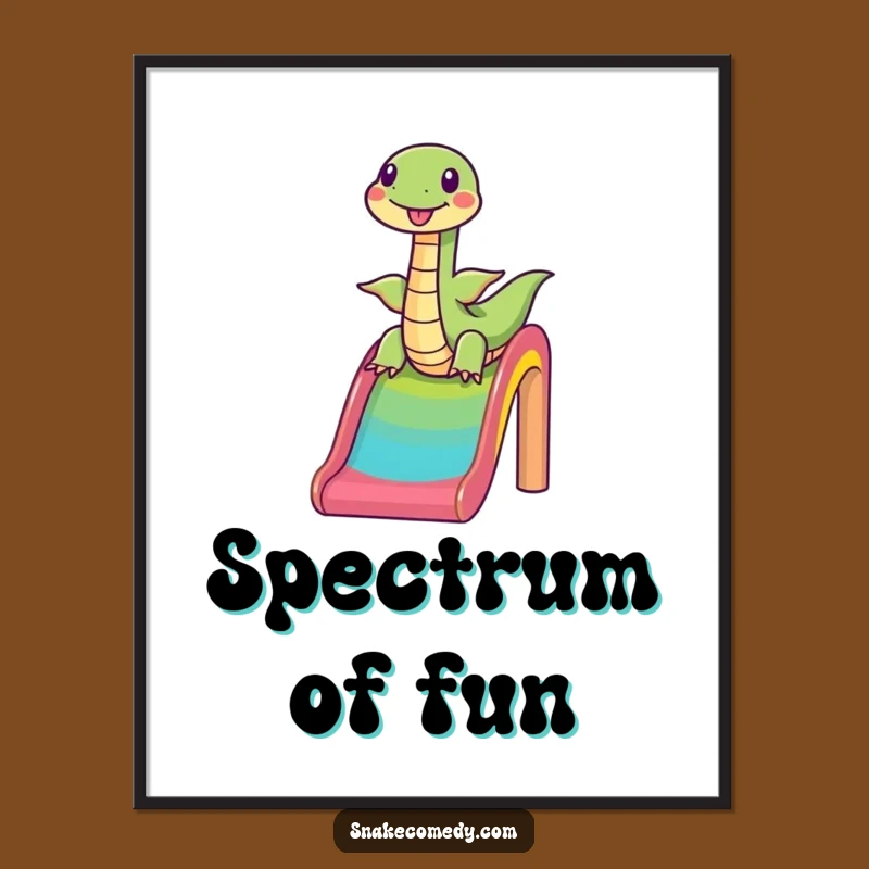 Funny Snake Rainbow Slide Digital Art - Vibrant Cartoon Print Gift