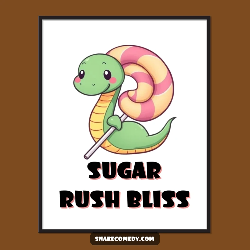 Funny Happy Snake Lollipop Digital Art: Instant Sweetness and Hilarious Gift