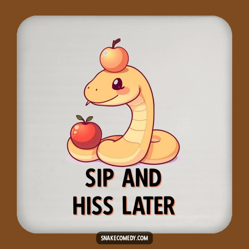 Funny Snake Balancing Apple Coaster: Protect Surfaces with Humor