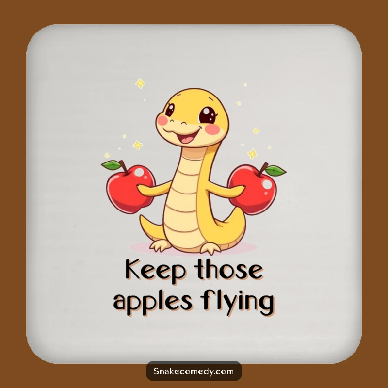 Funny Snake Juggling Apples Coasters - Cartoon Drink Protector Set Gift