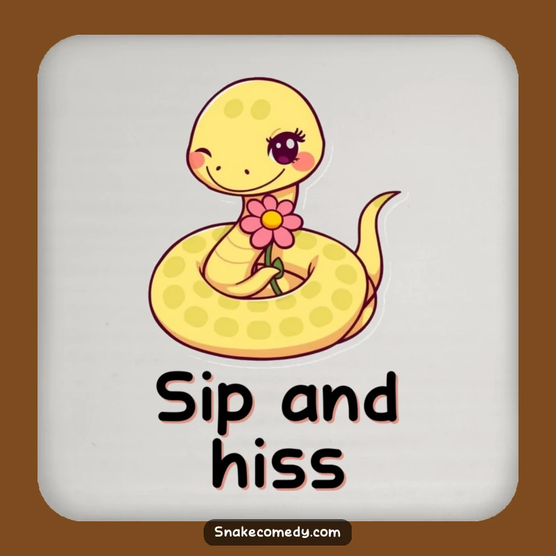 Funny Snake's Flower Offering Drink Coaster: Protect Surfaces with Whimsical Charm