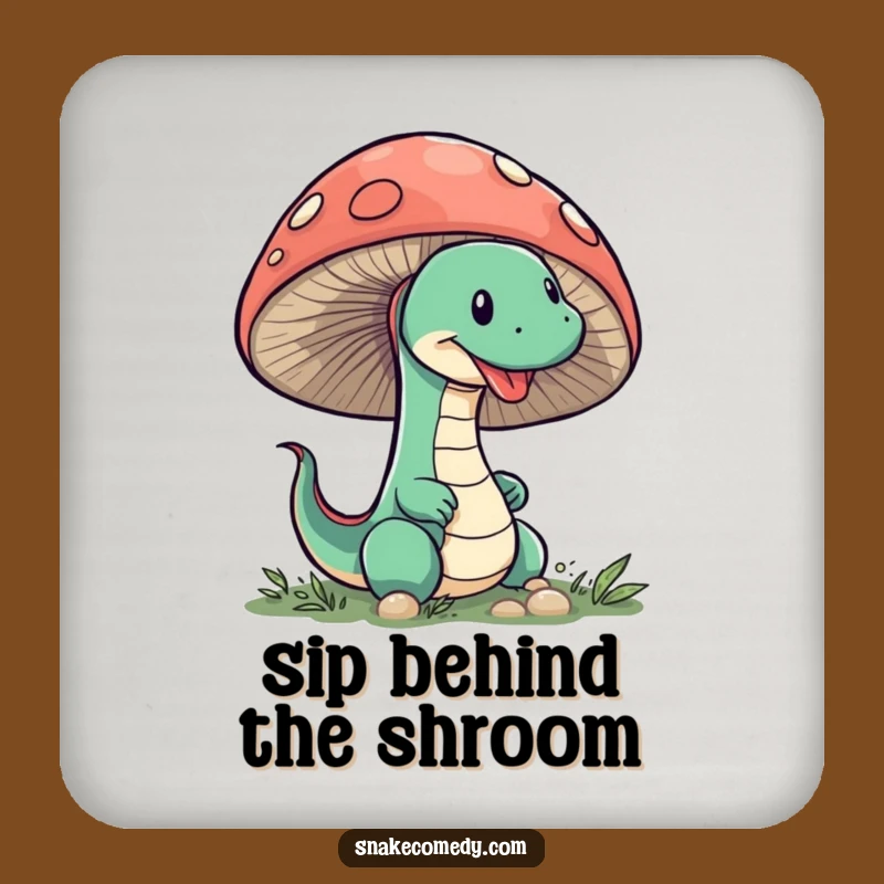 Funny Snake Mushroom Coaster: Sneaky Peeking Character, Whimsical Drink Protector Gift!