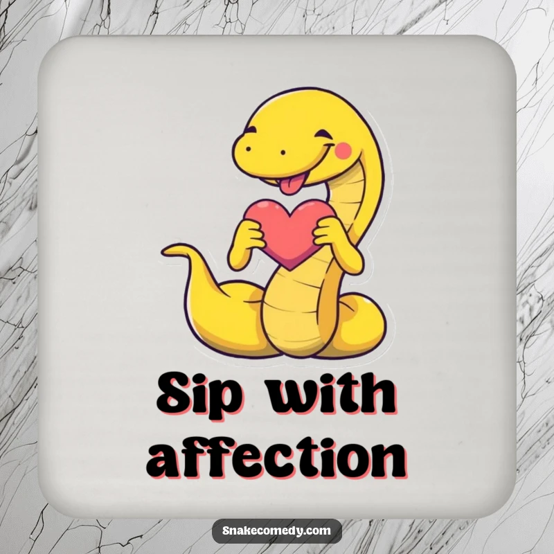 Funny snake coasters with a snake forming a heart shape, providing humorous surface protection and a symbol of love.