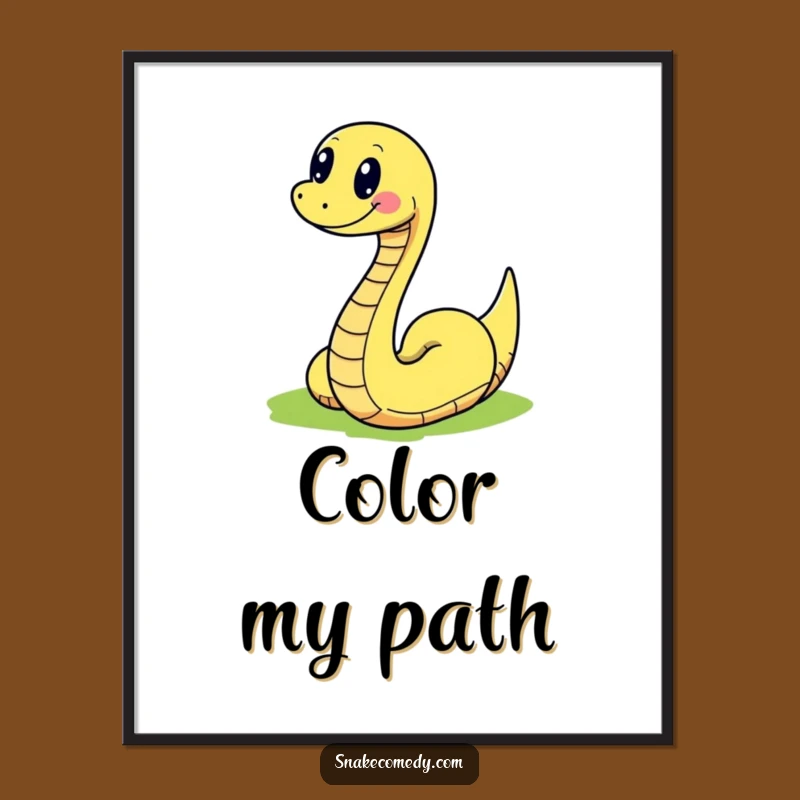 Funny Snake Path Poster: Whimsical Art of a Joyful, Colorful Slither