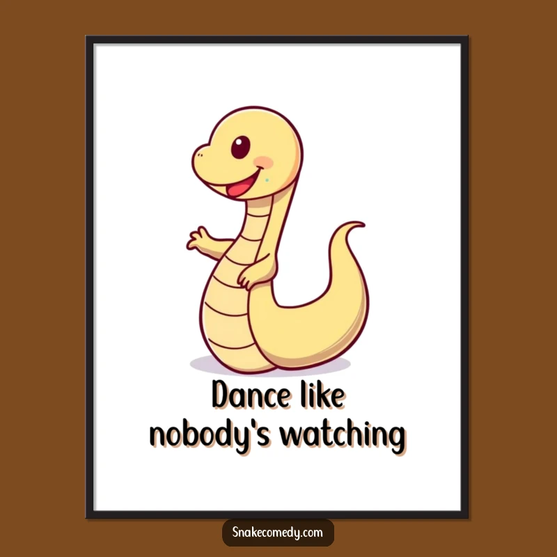 Funny Wobbly Dance Snake Poster - Happy Serpent Wall Art, Gift Idea