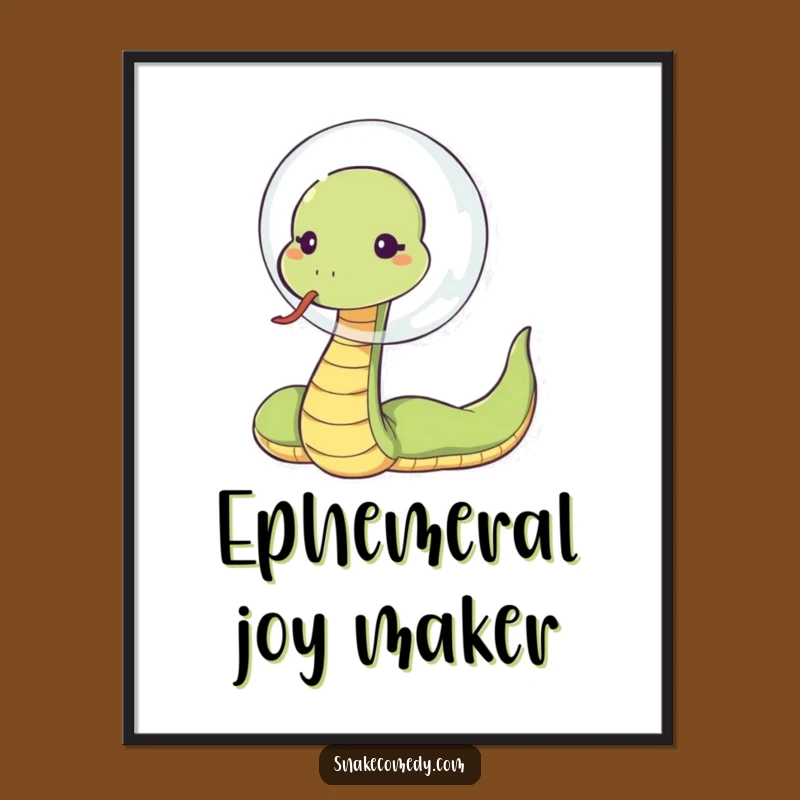 Funny Snake Bubble Blow Poster - Sassy Cartoon Art Print Gift