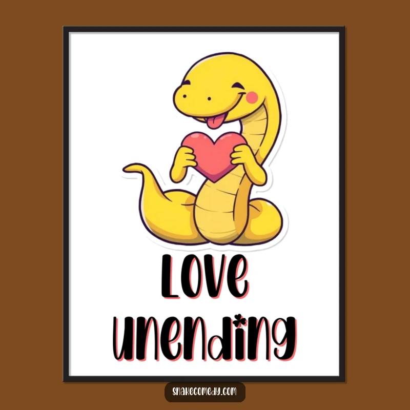Funny Snake Heart Art Print: Charming Wall Decor Expressing Love