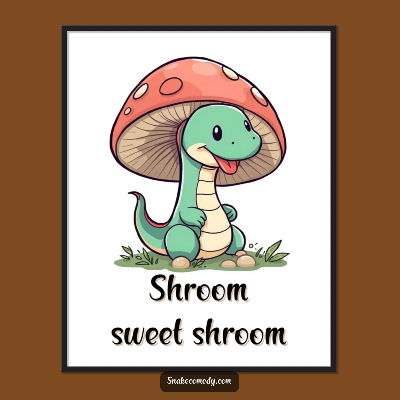 Funny Snake Mushroom Poster: Sneaky Peeking Character, Whimsical Wall Art Gift!
