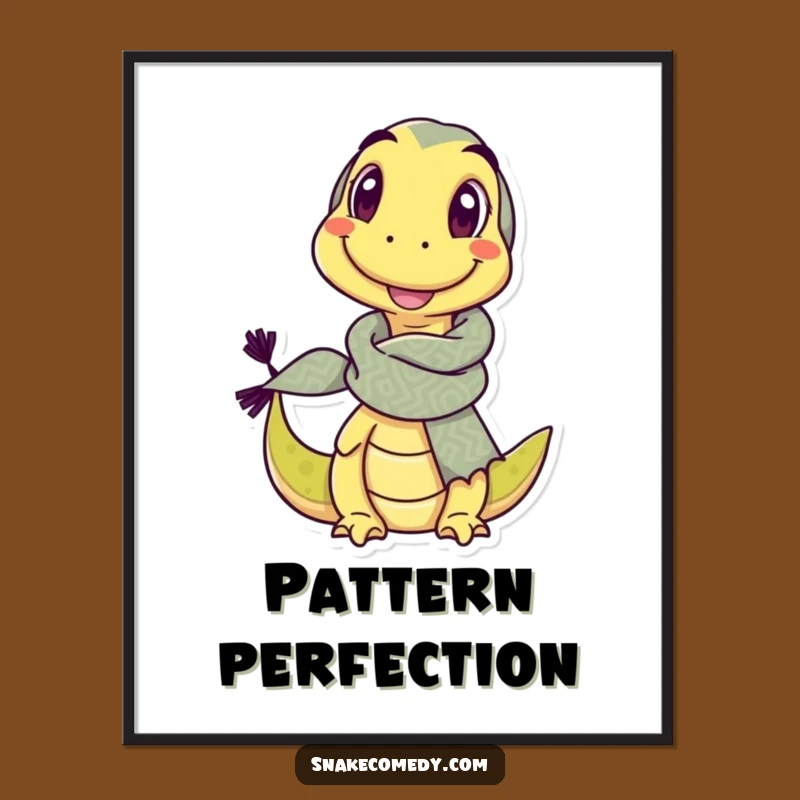 Funny Snake Scarf Poster: Witty Wall Art with a Comical, Winking Serpent.