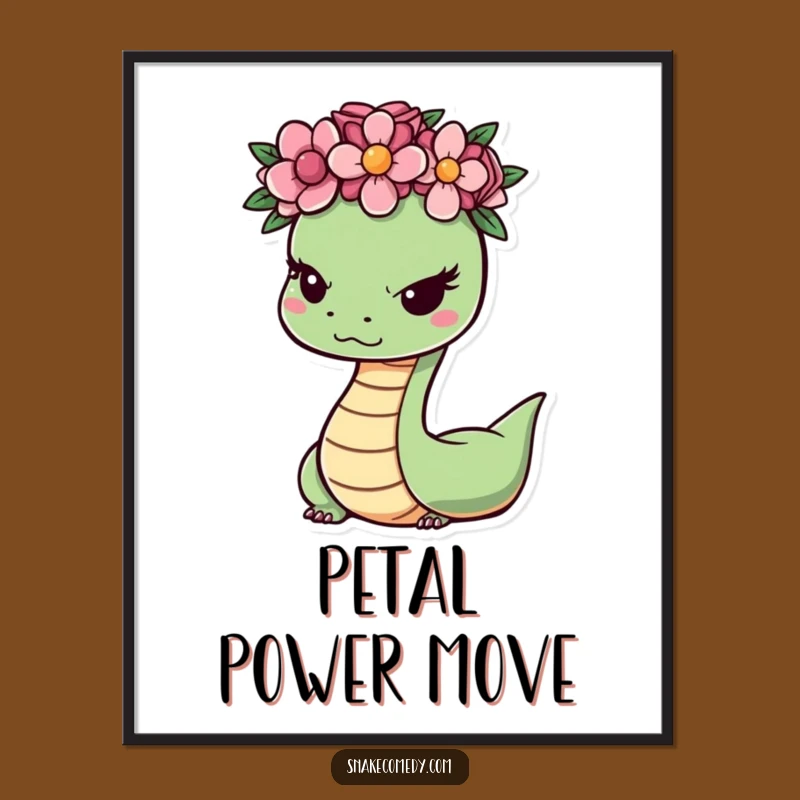 Funny Snake Wink Poster: Whimsical Art with Sss-ly Flower Crown Charm
