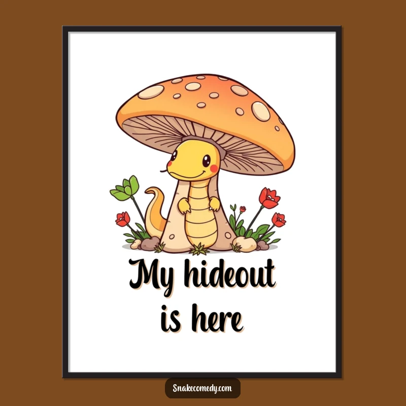 Funny Snake Mushroom Poster: Mischievous Reptile Art, Unique Funny Gift Decor