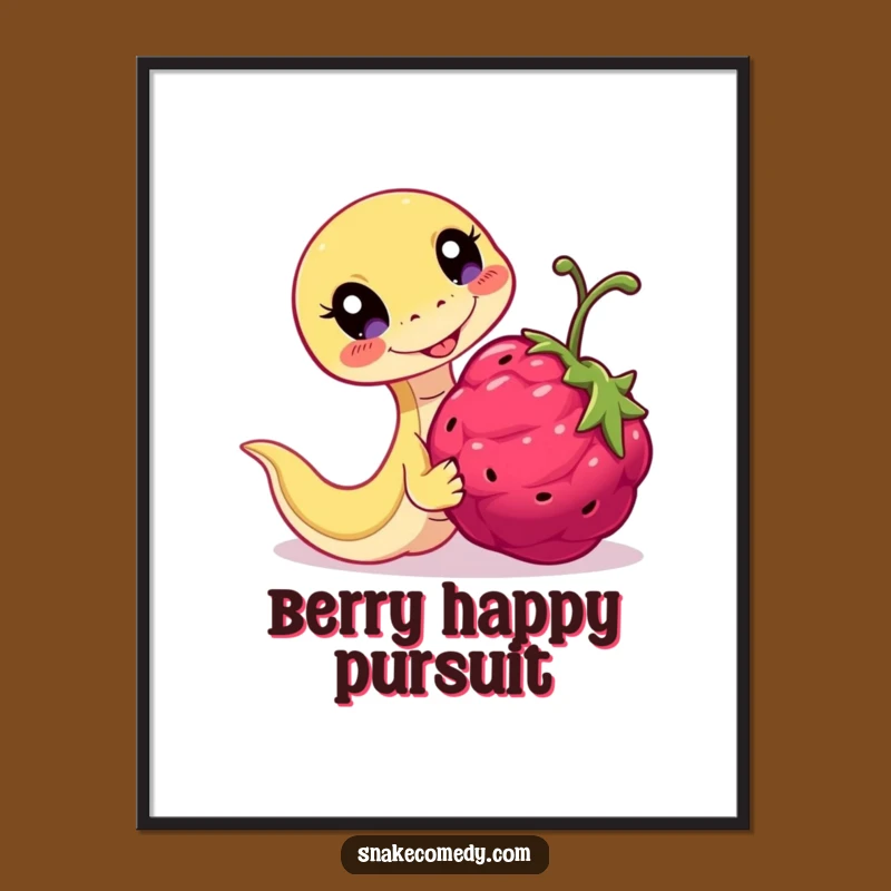 Playful Snake Poster: Artistic Berry Chase Print for Joyful Spaces